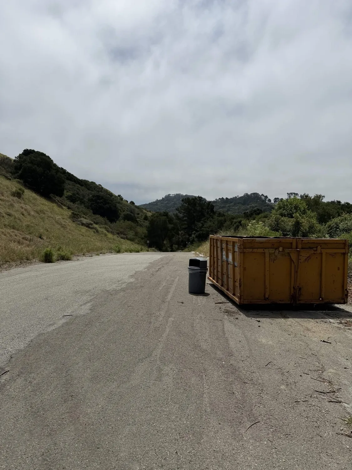 Dumpster and service infrastructure along the paved Wildcat Creek Trail
