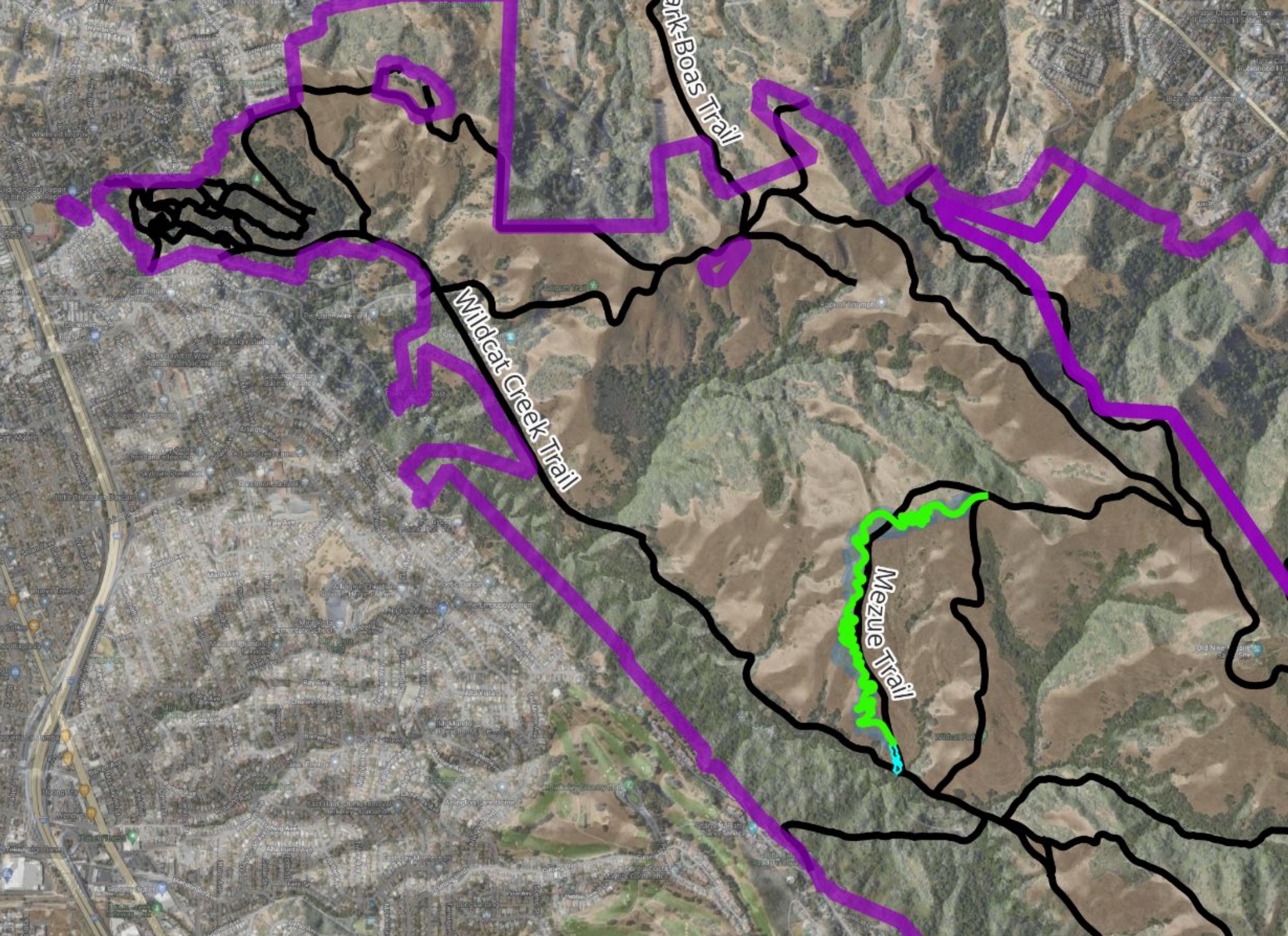Wildcat Bike Trail Site Plan — conceptual alignment shown in green
